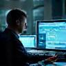 IT specialist monitoring dashboard screens